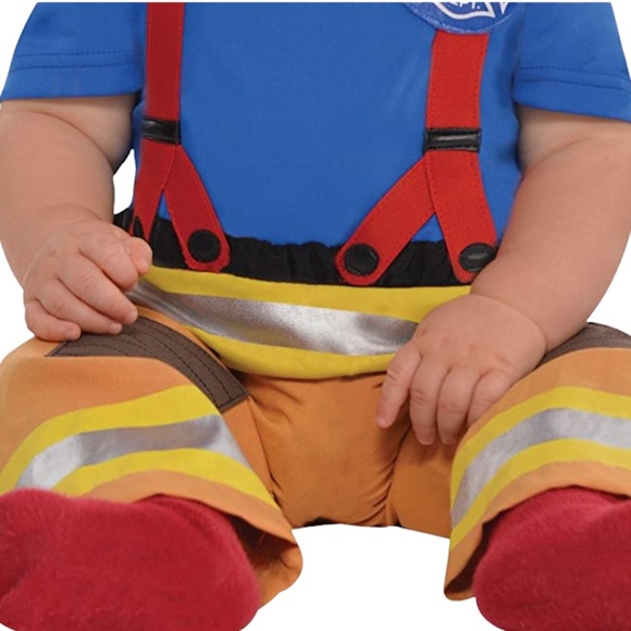 !! SOLD !! Halloween Costume Fireman Infant Baby 12 to 24 Months 2 Piece Set - Picture 4 of 16